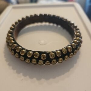 Gold and Black Wooden Textured Bracelet